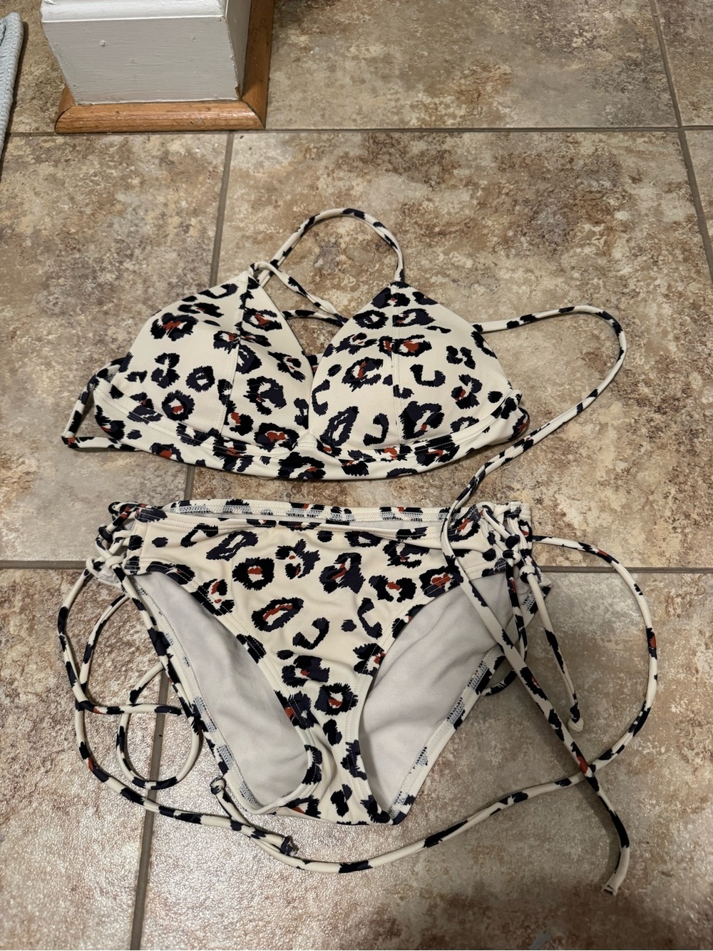 Leopard Print Cream Swim Bikini - Brand Unknown